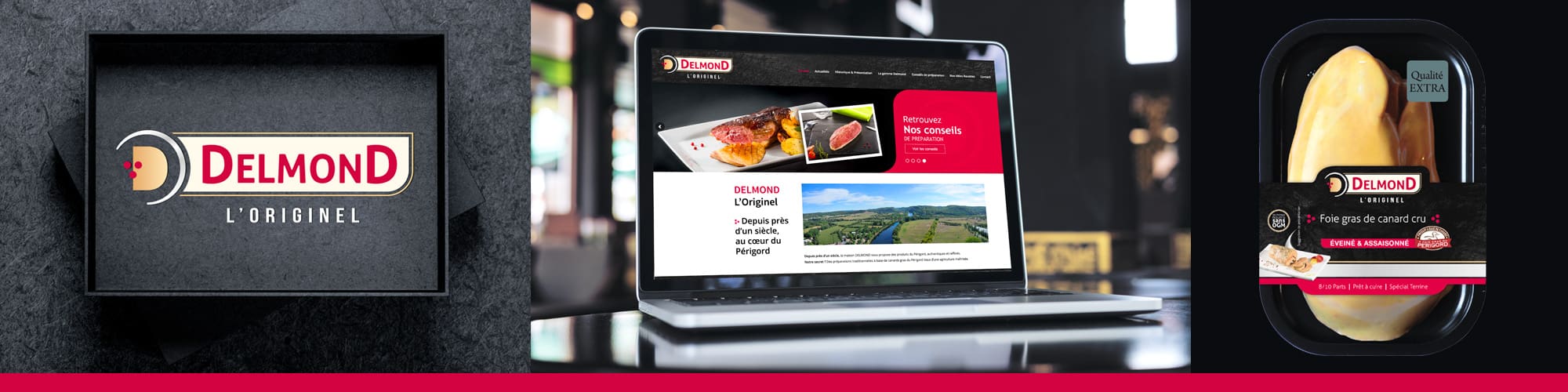 Spécialiste du foie gras du Périgord, La maison DELMOND vous propose des produits authentiques et raffinés / Accompagnement ILÔ Créatif : Identité, univers de marque, stratégie de communication et packagings